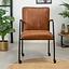 Chaise de salle à manger roulettes Mila éco-cuir cognac