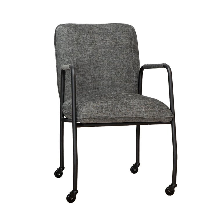 Chaise de salle à manger à roulettes Mila anthracite tissu chiné