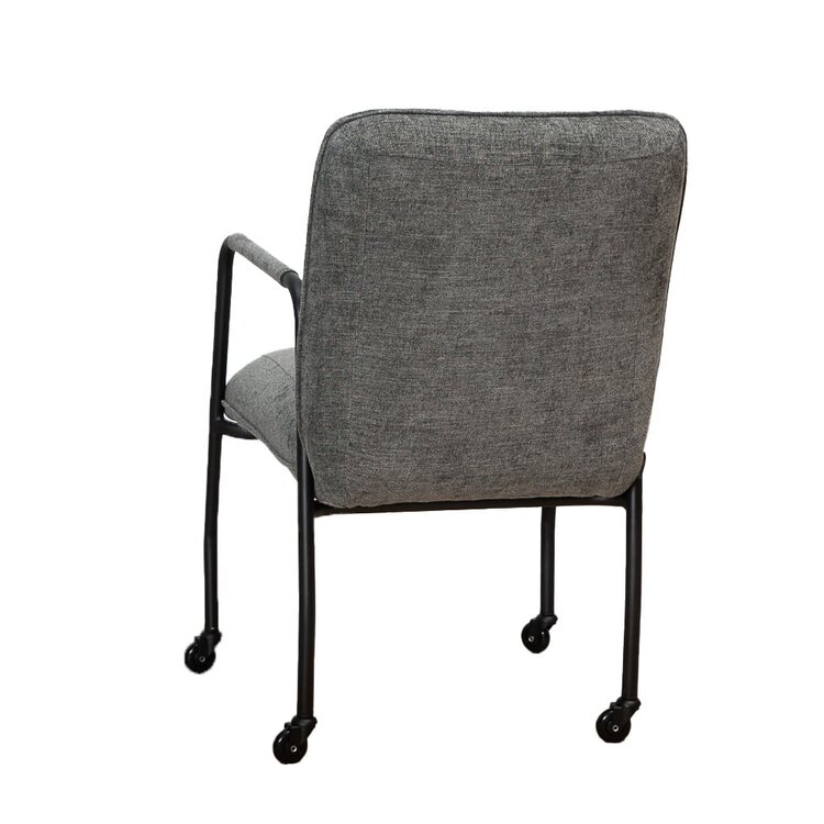 Chaise de salle à manger à roulettes Mila anthracite tissu chiné
