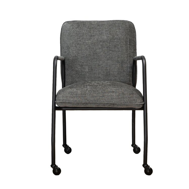 Chaise de salle à manger à roulettes Mila anthracite tissu chiné