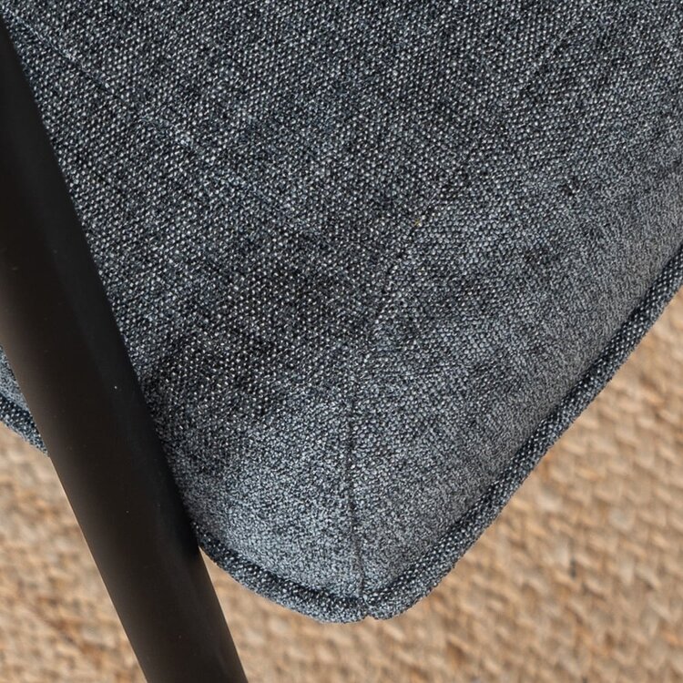 Chaise de salle à manger à roulettes Mila anthracite tissu chiné