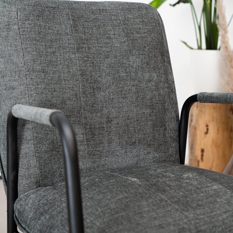 Chaise de salle à manger à roulettes Mila anthracite tissu chiné