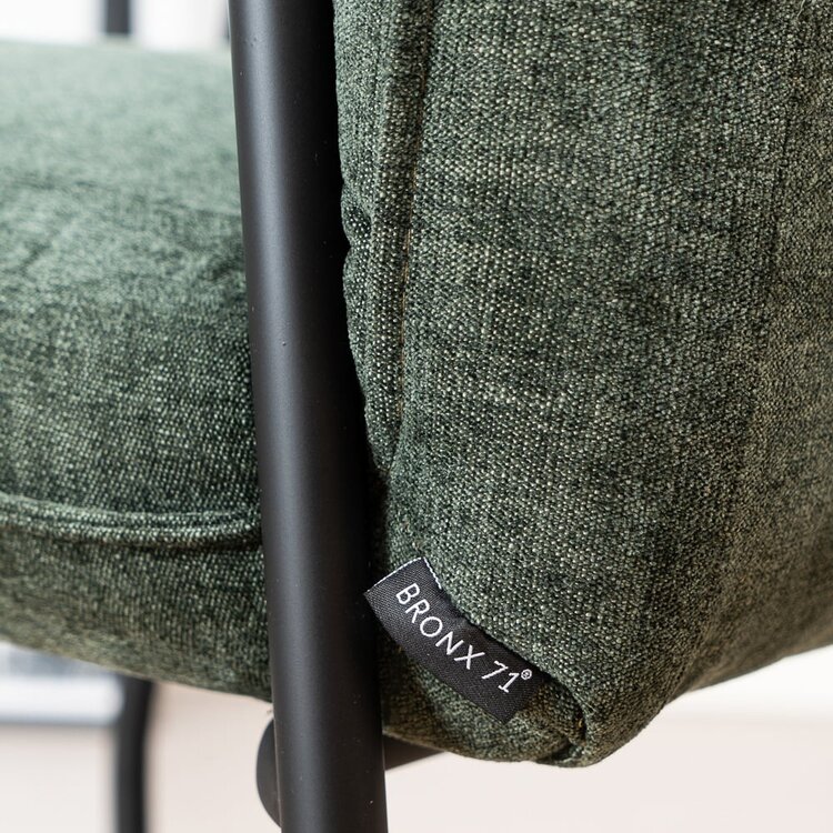 Chaise de salle à manger à roulettes Mila vert tissu chiné