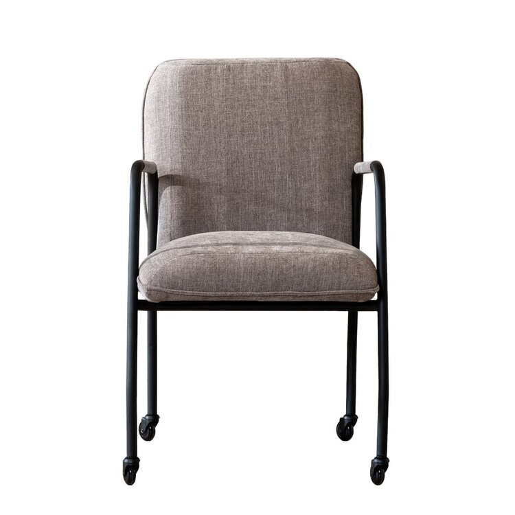 Chaise de salle à manger à roulettes Mila taupe tissu chiné