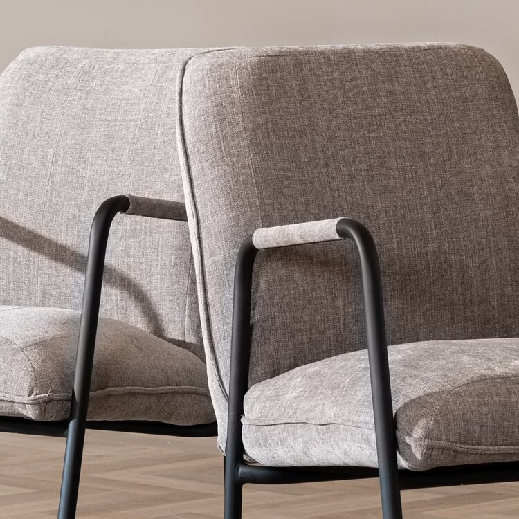 Chaise de salle à manger à roulettes Mila taupe tissu chiné