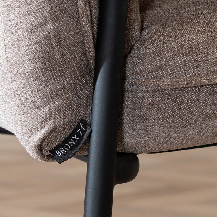 Chaise de salle à manger à roulettes Mila taupe tissu chiné