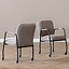 Chaise de salle à manger à roulettes Mila taupe tissu chiné