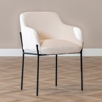 Chaise de salle à manger scandinave bouclette Mary blanc
