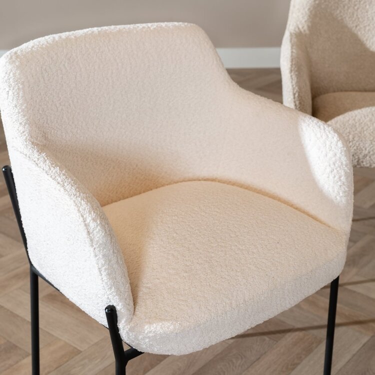 Chaise de salle à manger scandinave bouclette Mary blanc