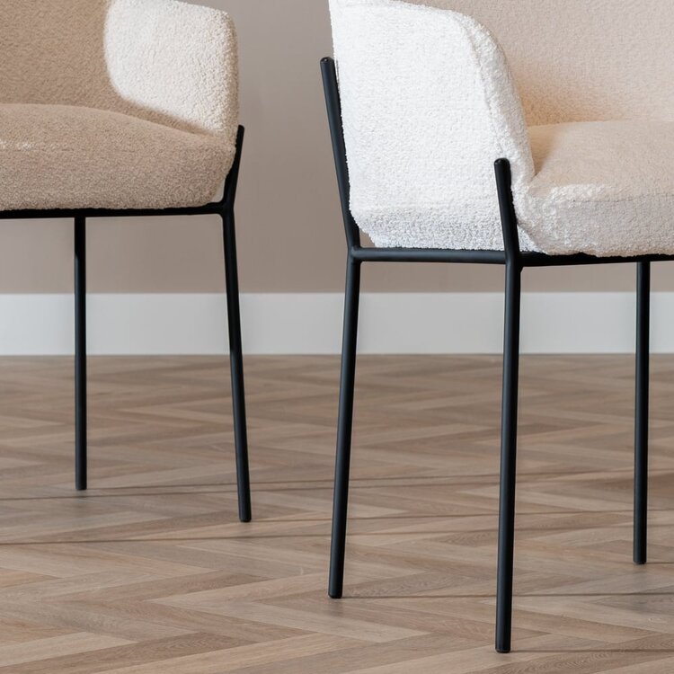 Chaise de salle à manger scandinave bouclette Mary blanc