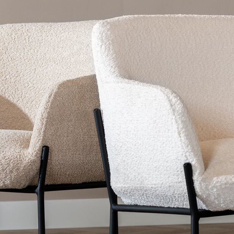 Chaise de salle à manger scandinave bouclette Mary blanc