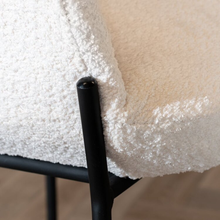 Chaise de salle à manger scandinave bouclette Mary blanc