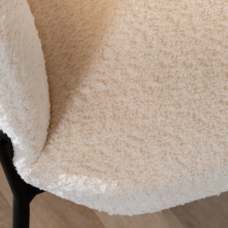 Chaise de salle à manger scandinave bouclette Mary blanc