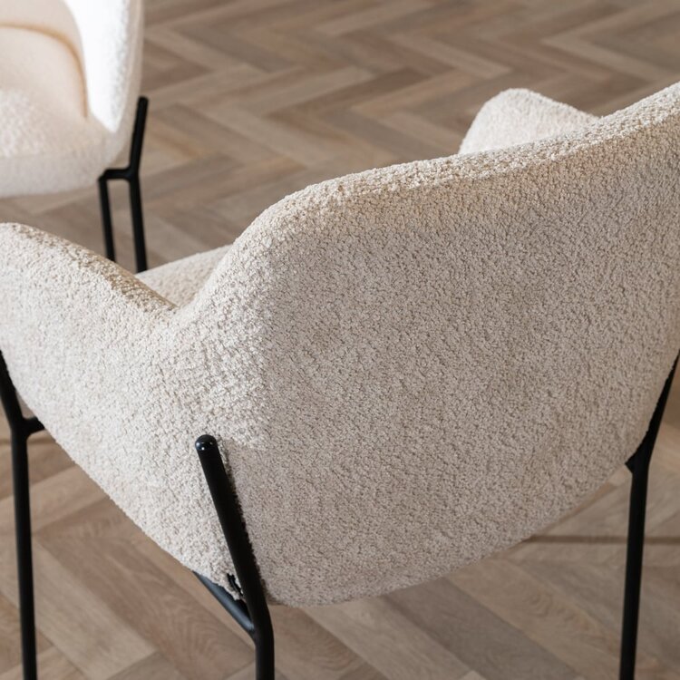 Chaise de salle à manger scandinave bouclette Mary taupe