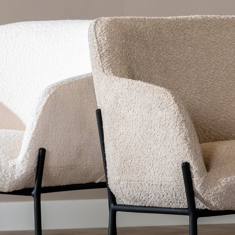 Chaise de salle à manger scandinave bouclette Mary taupe