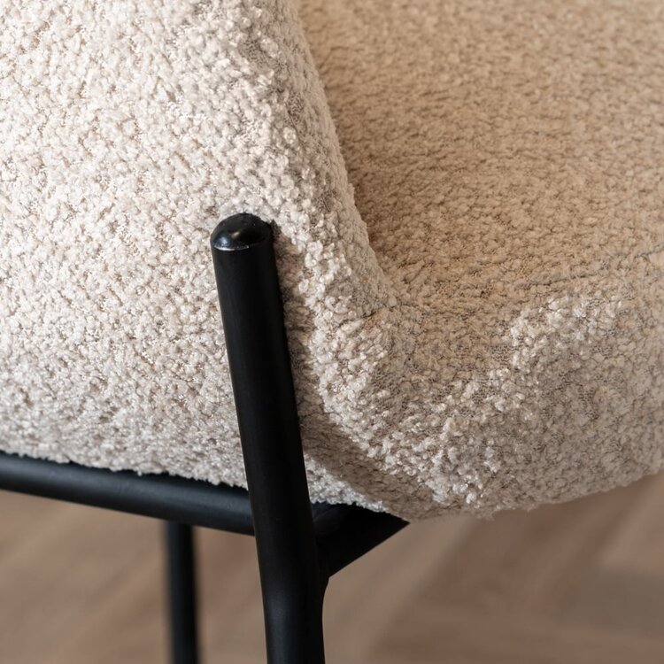 Chaise de salle à manger scandinave bouclette Mary taupe