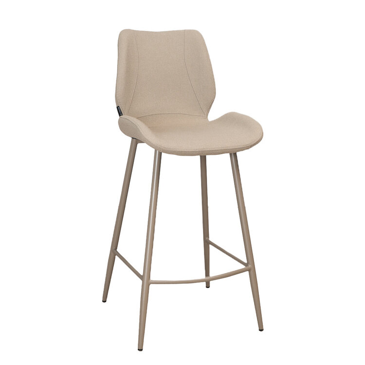 Tabouret de bar scandinave Jena taupe 69 cm tissu recyclé