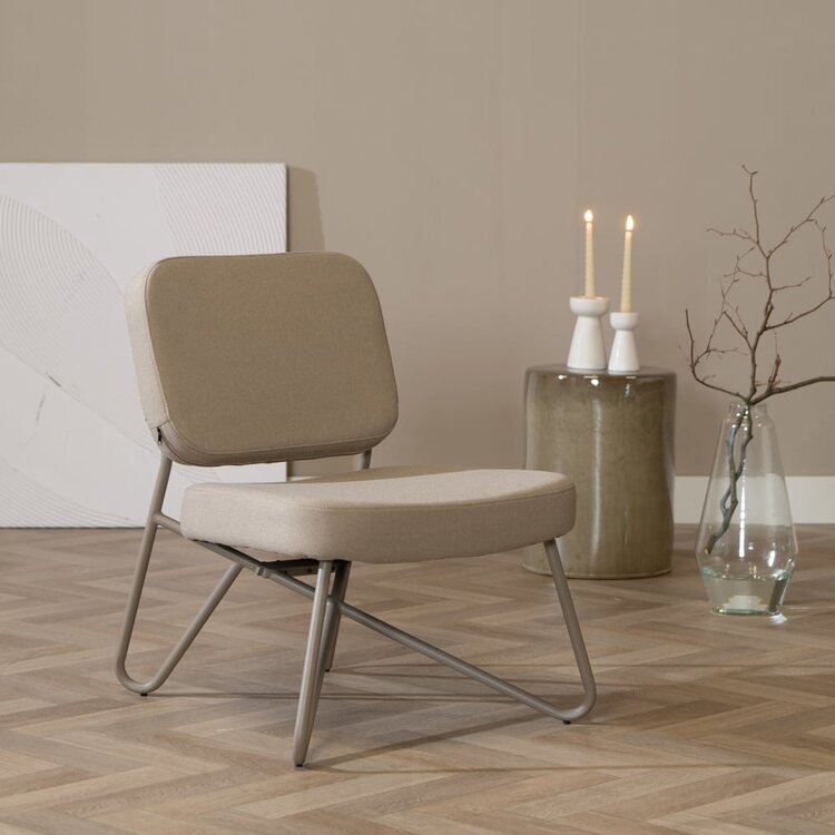Fauteuil scandinave Viggo taupe tissu recyclé