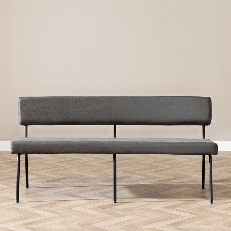 Banc de salle à manger industriel Espen anthracite éco-cuir 160 cm