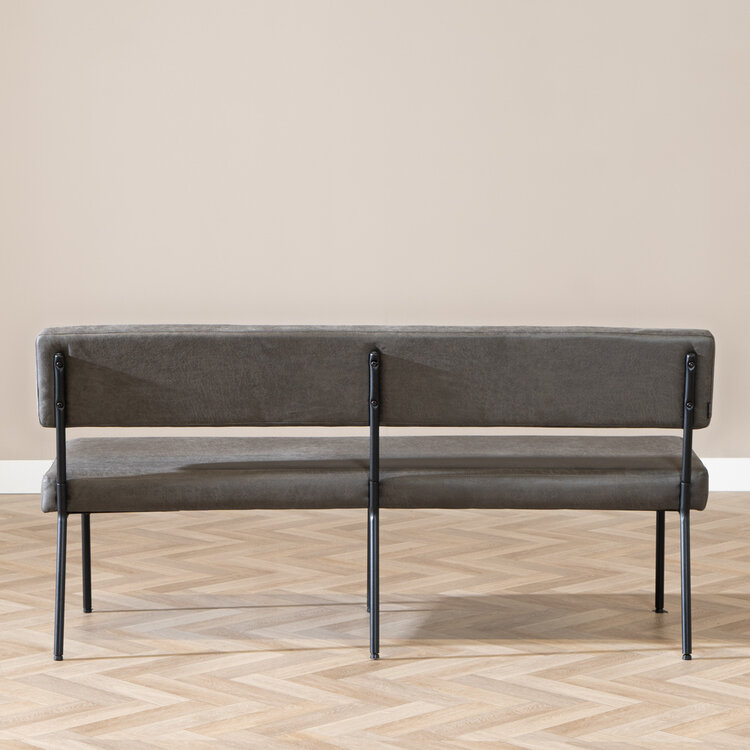 Banc de salle à manger industriel Espen anthracite éco-cuir 160 cm