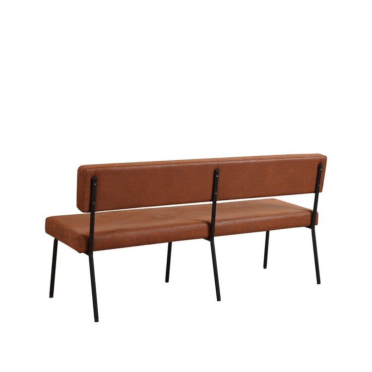 Banc de salle à manger industriel Espen cognac éco-cuir 160 cm