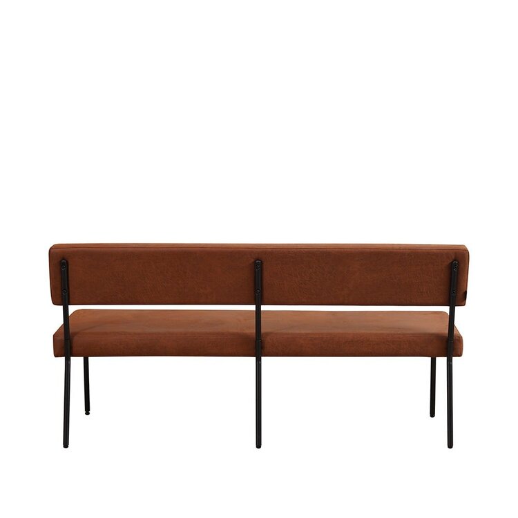 Banc de salle à manger industriel Espen cognac éco-cuir 160 cm