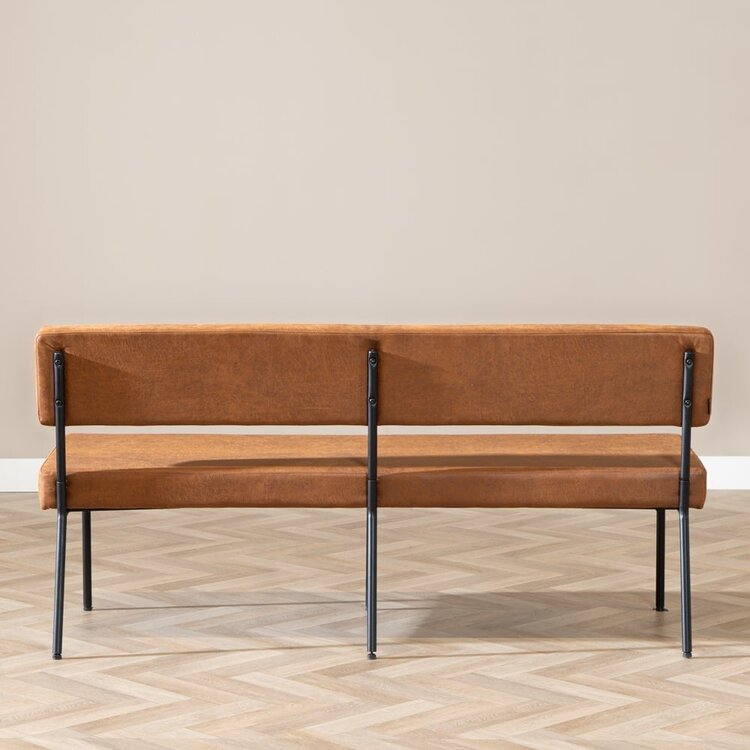 Banc de salle à manger industriel Espen cognac éco-cuir 160 cm