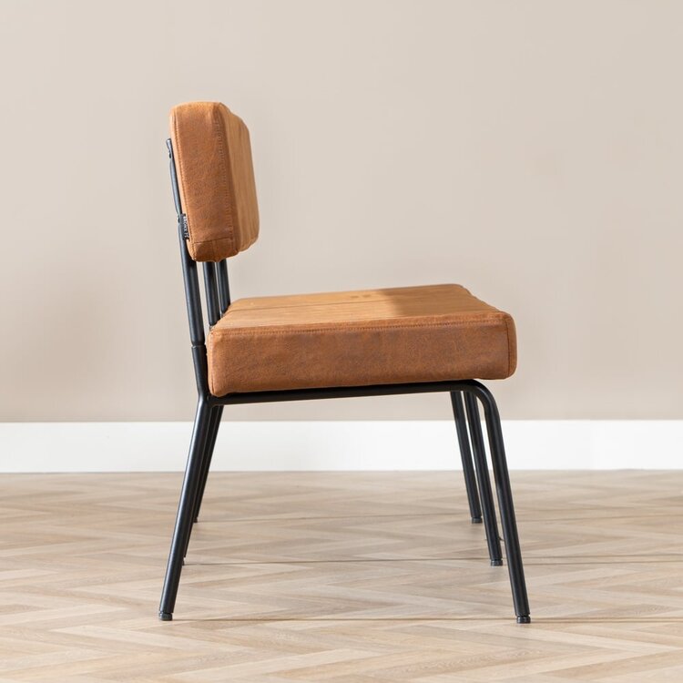 Banc de salle à manger industriel Espen cognac éco-cuir 160 cm