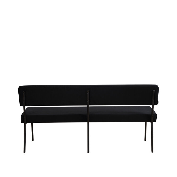 Banc de salle à manger en velours Espen noir 160 cm