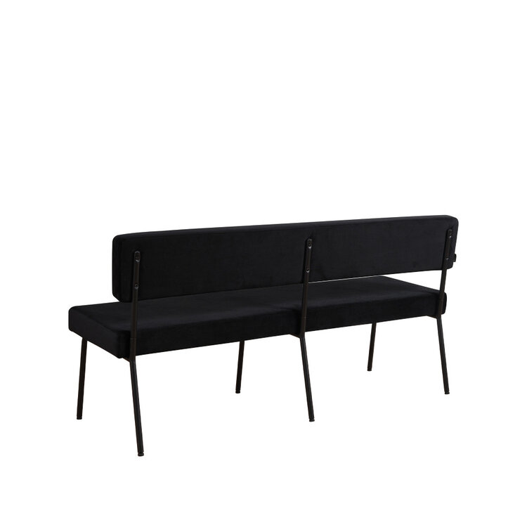 Banc de salle à manger en velours Espen noir 160 cm