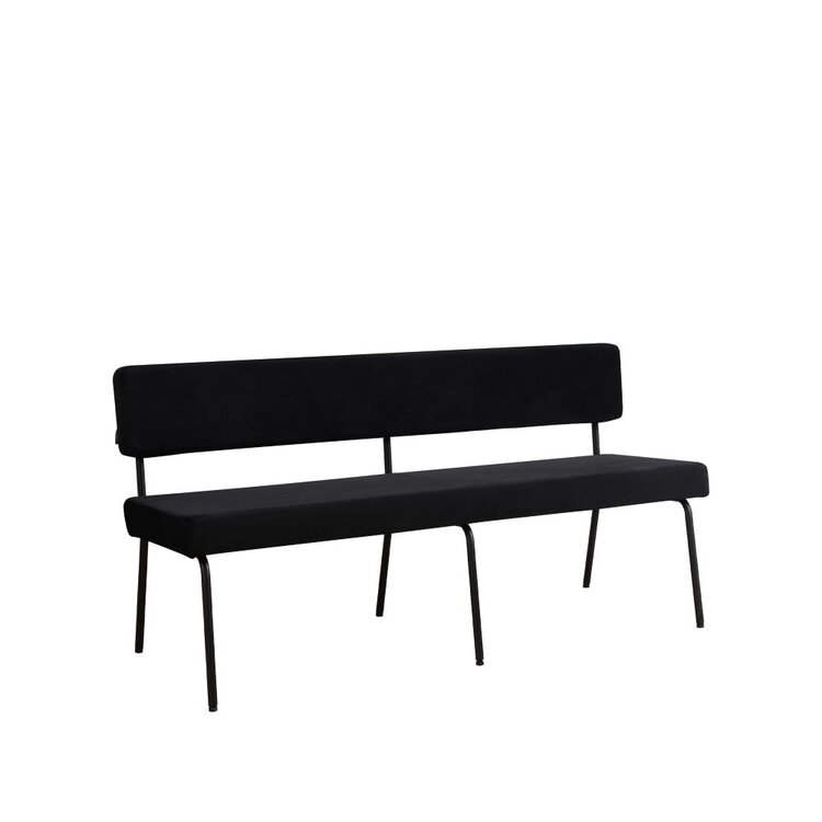 Banc de salle à manger en velours Espen noir 160 cm