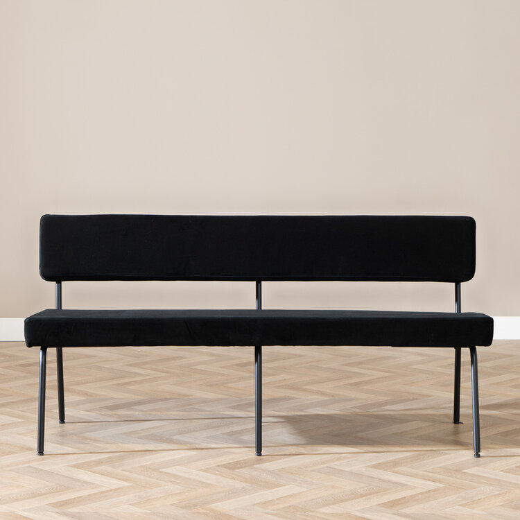 Banc de salle à manger en velours Espen noir 160 cm