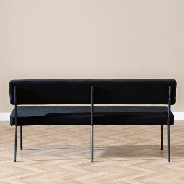 Banc de salle à manger en velours Espen noir 160 cm