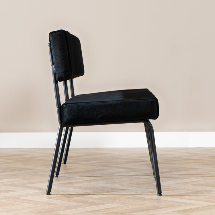 Banc de salle à manger en velours Espen noir 160 cm