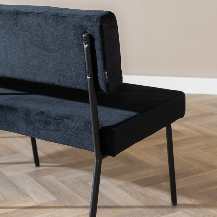 Banc de salle à manger en velours Espen noir 160 cm