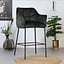 Tabouret de bar velours Jayron anthracite 82 cm