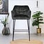 Tabouret de bar velours Jayron anthracite 82 cm