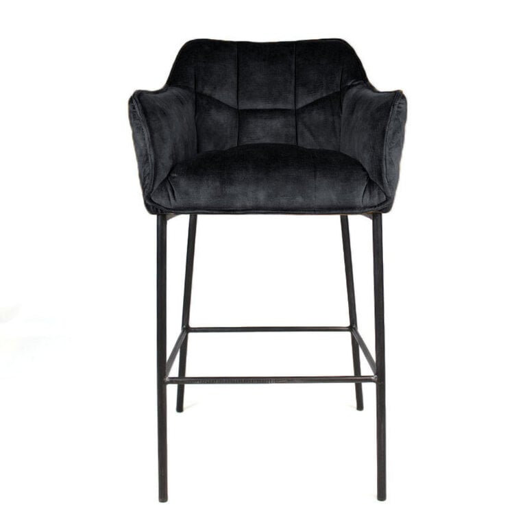Tabouret de bar velours Jayron anthracite 82 cm