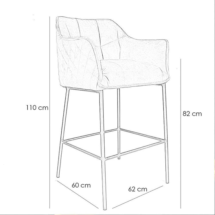 Tabouret de bar velours Jayron anthracite 82 cm