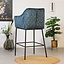 Tabouret de bar velours Jayron bleu 82 cm