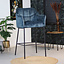 Tabouret de bar velours Jayron bleu 82 cm