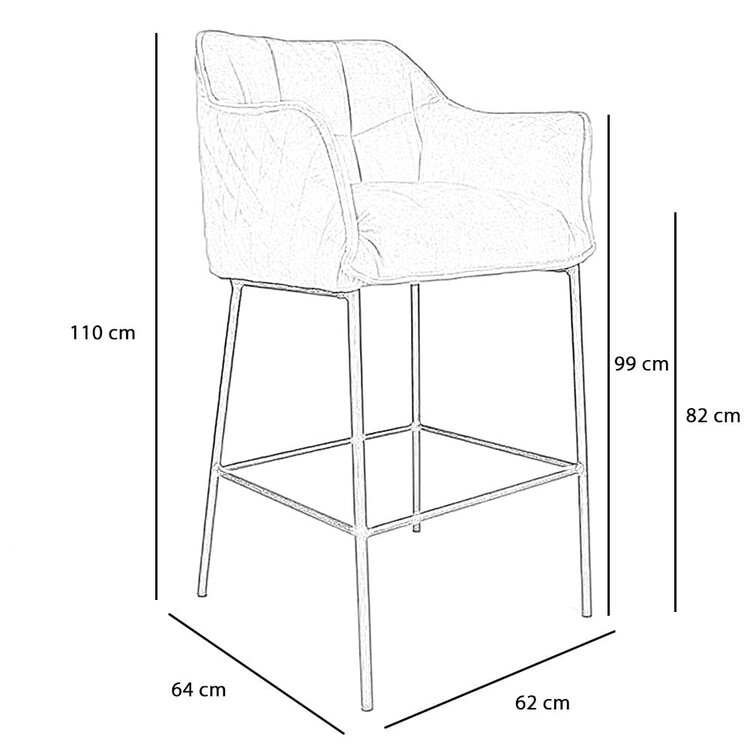 Tabouret de bar velours Jayron vert 82 cm