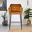Tabouret de bar velours Jayron cognac 82 cm
