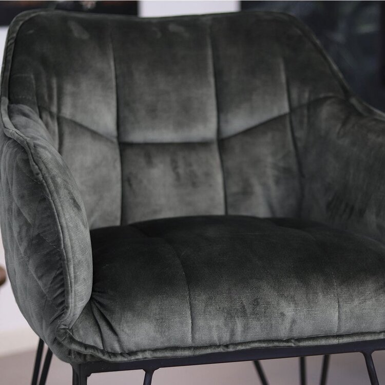 Chaise de salle à manger velours Jayron anthracite