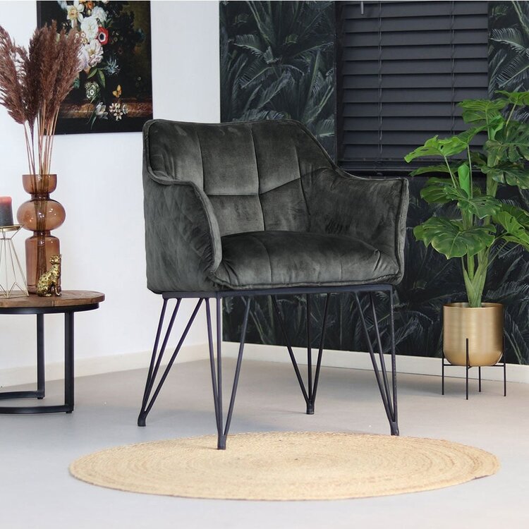 Chaise de salle à manger velours Jayron anthracite