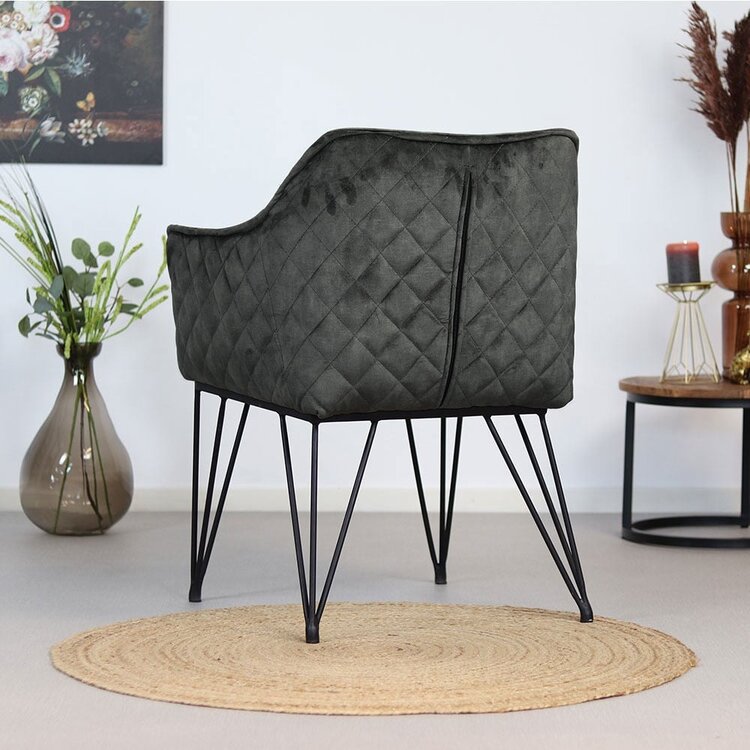 Chaise de salle à manger velours Jayron anthracite