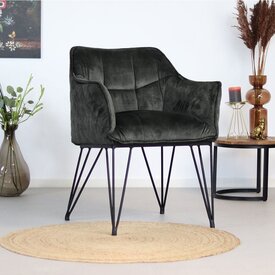 Chaise de salle à manger velours Jayron anthracite