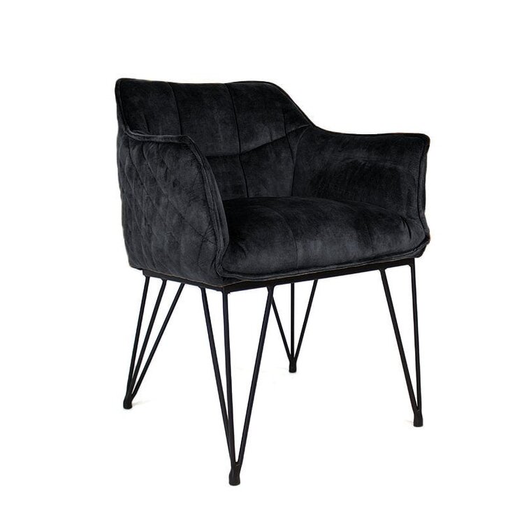 Chaise de salle à manger velours Jayron anthracite