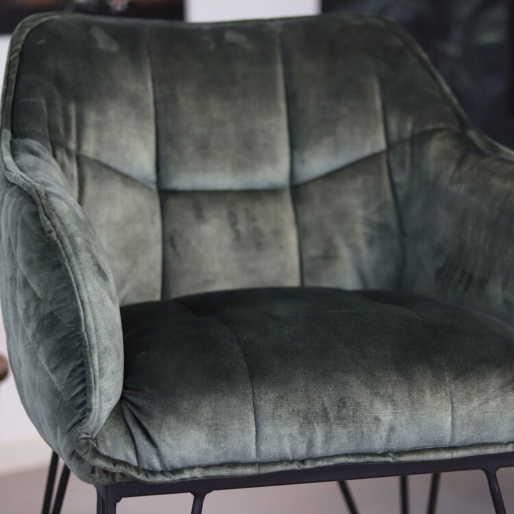 Chaise de salle à manger velours Jayron vert
