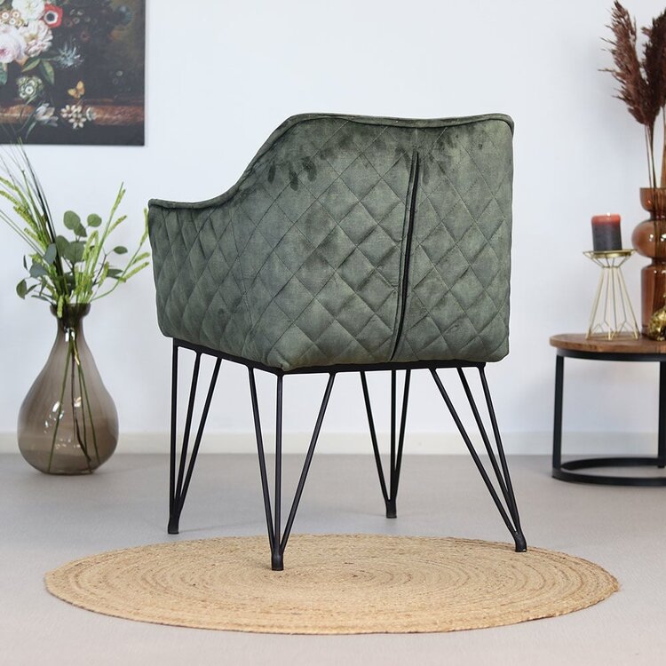 Chaise de salle à manger velours Jayron vert